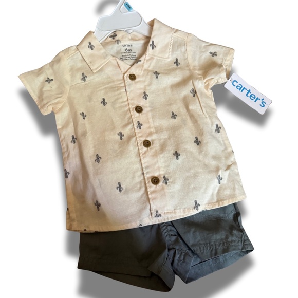 Carter’s baby boy button-up shirt & shorts set (NWT) - Picture 1 of 2
